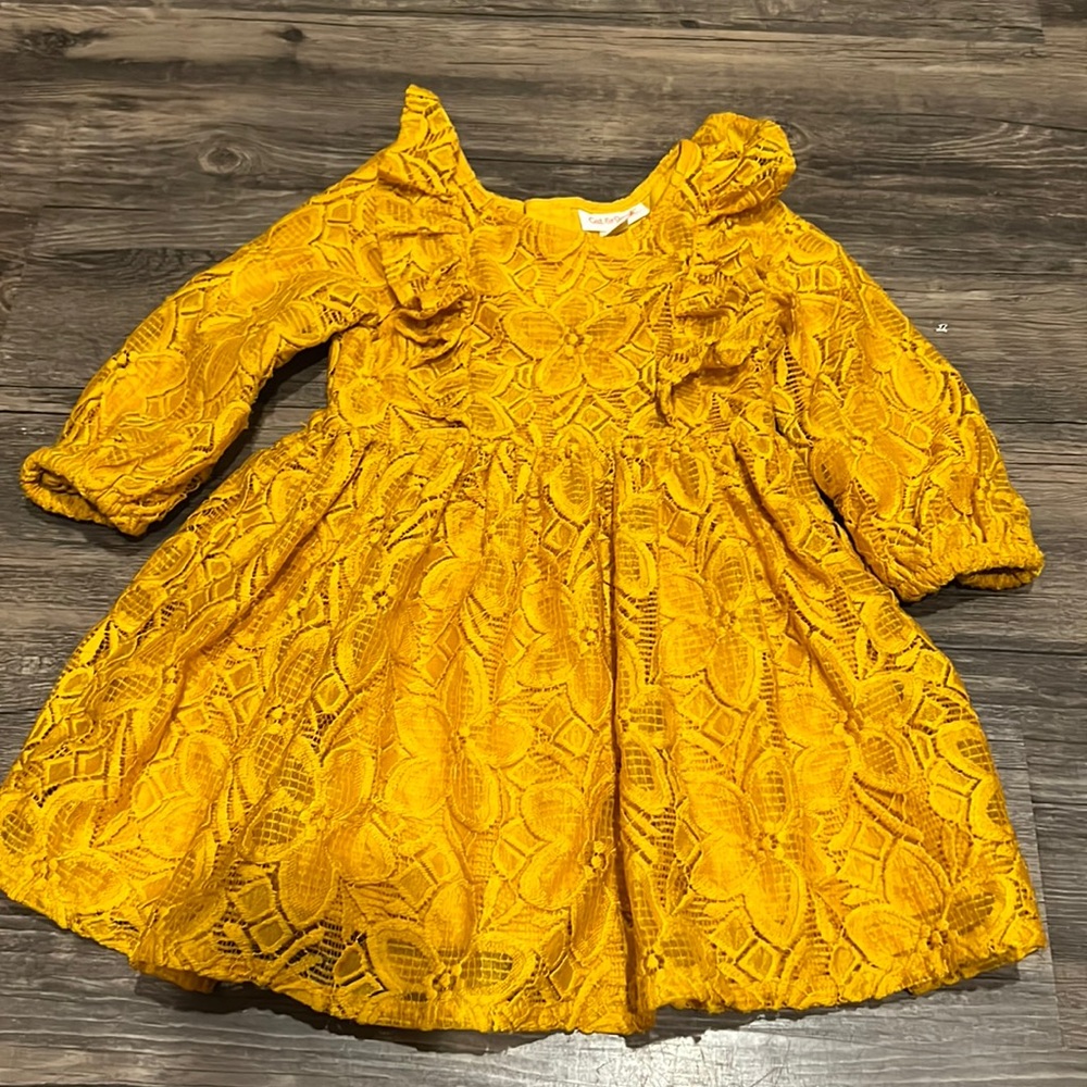 Charming Yellow Lace Kids Dress